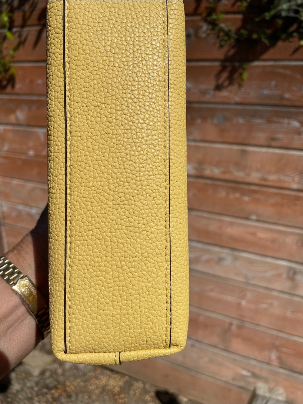 Ralph Lauren Yellow Pebbled Leather Wristlet Clutch with Tassel - Picture 6 of 13